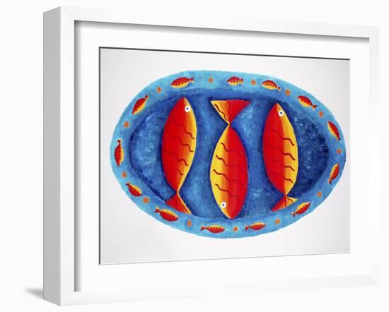 3 Fish on a Plate, 2004-Julie Nicholls-Framed Giclee Print