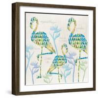 3 Flamingos with Birds of Paradise and Inspirational Words-Bee Sturgis-Framed Art Print