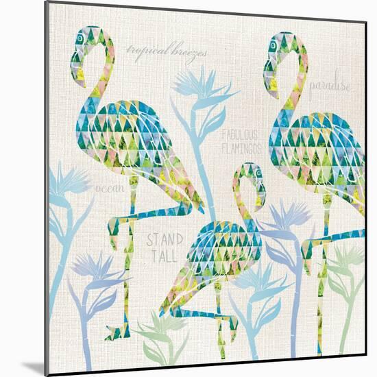 3 Flamingos with Birds of Paradise and Inspirational Words-Bee Sturgis-Mounted Art Print