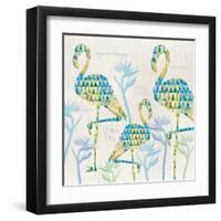 3 Flamingos with Birds of Paradise and Inspirational Words-Bee Sturgis-Framed Art Print