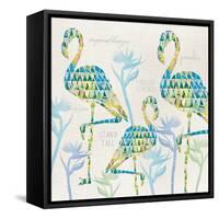 3 Flamingos with Birds of Paradise and Inspirational Words-Bee Sturgis-Framed Stretched Canvas