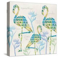 3 Flamingos with Birds of Paradise and Inspirational Words-Bee Sturgis-Stretched Canvas