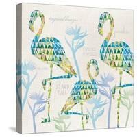 3 Flamingos with Birds of Paradise and Inspirational Words-Bee Sturgis-Stretched Canvas