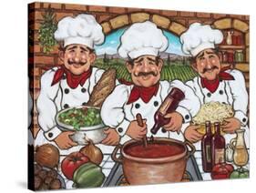 3 Happy Chefs-Janet Kruskamp-Stretched Canvas