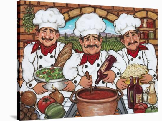 3 Happy Chefs-Janet Kruskamp-Stretched Canvas