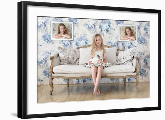 3 Little Girls and a White Rabbit-Victoria Ivanova-Framed Photographic Print