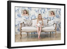 3 Little Girls and a White Rabbit-Victoria Ivanova-Framed Photographic Print