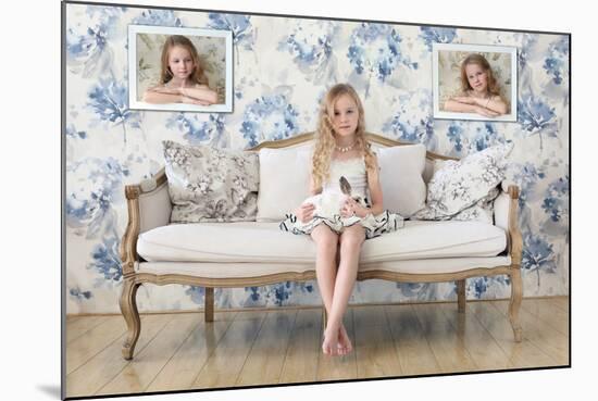 3 Little Girls and a White Rabbit-Victoria Ivanova-Mounted Photographic Print