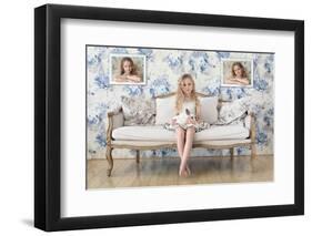 3 Little Girls and a White Rabbit-Victoria Ivanova-Framed Photographic Print