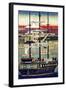 3 Masted Ship in Yokohama Harbor, Japanese Wood-Cut Print-Lantern Press-Framed Art Print