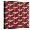 3 Part Tumbling Block (Red)-Susan Clickner-Stretched Canvas