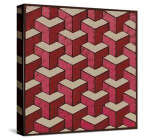 3 Part Tumbling Block (Red)-Susan Clickner-Stretched Canvas