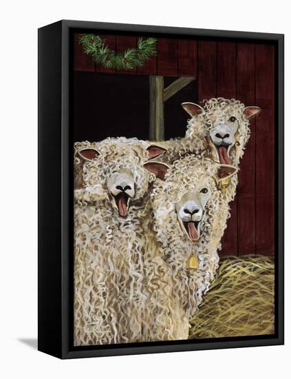 3 Sheep with their Tongues Hanging Out and the Curly Wool Hanging over their Left Eye-Jan Panico-Framed Stretched Canvas