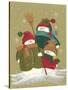 3 Snowmen Wearing Scarves and Jackets 1 Holding a Broom-Beverly Johnston-Stretched Canvas