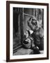 3 Year Old Child Playing with Doll on Window Sill of Apartment-Stan Wayman-Framed Photographic Print