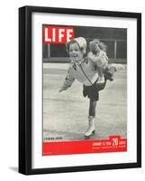 3-yr old Helen Ann Rousselle Skating at Rockefeller Center Ice Rink, January 16, 1950-George Silk-Framed Photographic Print