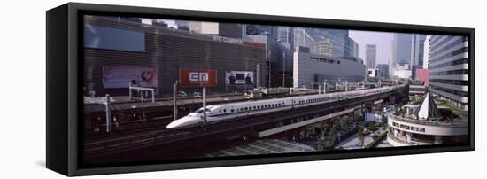 300 Series Shinkansen Train Leaving Railroad Station, Tokyo Prefecture, Kanto Region, Honshu, Japan-null-Framed Stretched Canvas