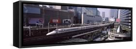 300 Series Shinkansen Train Leaving Railroad Station, Tokyo Prefecture, Kanto Region, Honshu, Japan-null-Framed Stretched Canvas