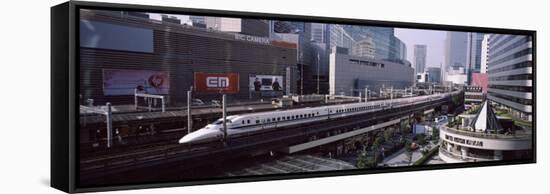 300 Series Shinkansen Train Leaving Railroad Station, Tokyo Prefecture, Kanto Region, Honshu, Japan-null-Framed Stretched Canvas