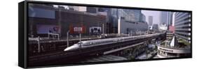 300 Series Shinkansen Train Leaving Railroad Station, Tokyo Prefecture, Kanto Region, Honshu, Japan-null-Framed Stretched Canvas