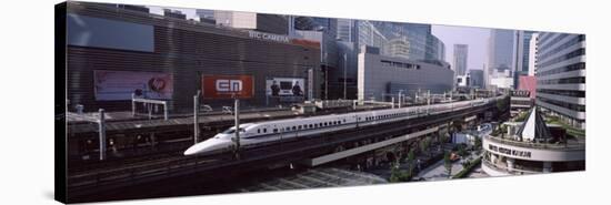 300 Series Shinkansen Train Leaving Railroad Station, Tokyo Prefecture, Kanto Region, Honshu, Japan-null-Stretched Canvas
