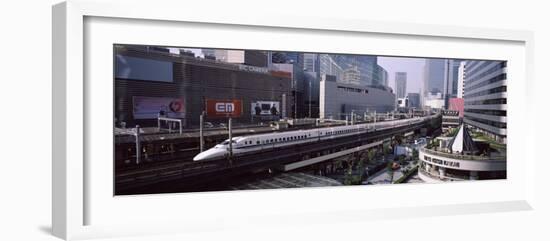 300 Series Shinkansen Train Leaving Railroad Station, Tokyo Prefecture, Kanto Region, Honshu, Japan-null-Framed Premium Photographic Print