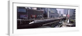 300 Series Shinkansen Train Leaving Railroad Station, Tokyo Prefecture, Kanto Region, Honshu, Japan-null-Framed Premium Photographic Print