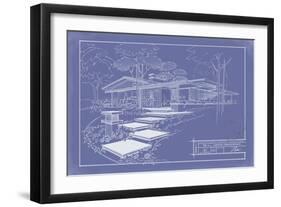 301 Cypress Dr. Blueprint - Inverse-Larry Hunter-Framed Giclee Print