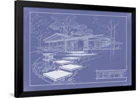 301 Cypress Dr. Blueprint - Inverse-Larry Hunter-Framed Giclee Print