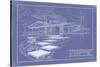 301 Cypress Dr. Blueprint - Inverse-Larry Hunter-Stretched Canvas