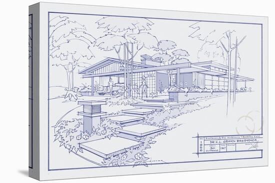 301 Cypress Dr. Blueprint-Larry Hunter-Stretched Canvas