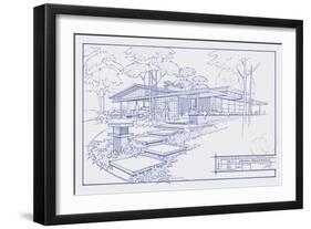 301 Cypress Dr. Blueprint-Larry Hunter-Framed Giclee Print