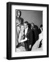 30th Annual Academy Awards, 1957. Joanne Woodward "The Three Faces of Eve" And Paul Newman-null-Framed Premium Photographic Print
