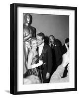 30th Annual Academy Awards, 1957. Joanne Woodward "The Three Faces of Eve" And Paul Newman-null-Framed Photographic Print