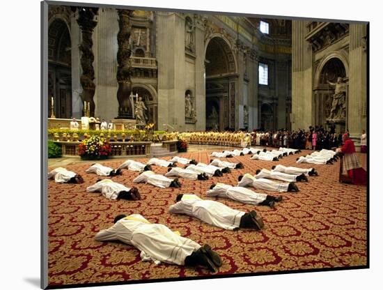 34 Deacons of the Rome Diocese Lay Before Pope John Paul II-null-Mounted Photographic Print