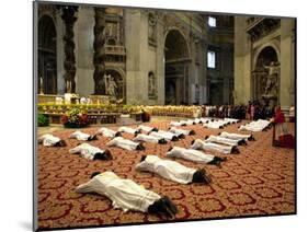 34 Deacons of the Rome Diocese Lay Before Pope John Paul II-null-Mounted Photographic Print