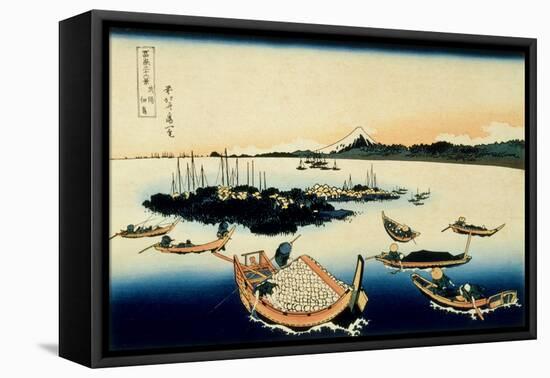 36 Views of Mount Fuji, no. 12: Tsukada Island in the Musashi Province-Katsushika Hokusai-Framed Stretched Canvas