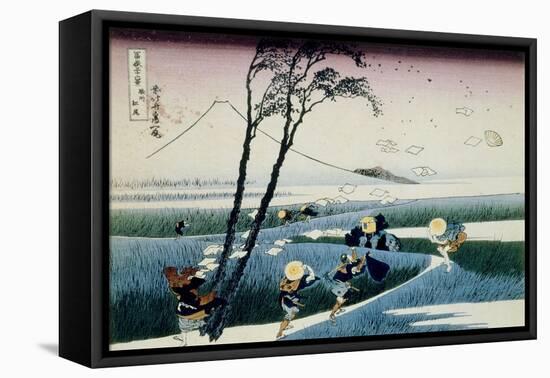 36 Views of Mount Fuji, no. 18: Ejiri in the Suruga Province-Katsushika Hokusai-Framed Stretched Canvas