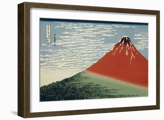 36 Views of Mount Fuji, no. 2: Mount Fuji in Clear Weather (Red Fuji)-Katsushika Hokusai-Framed Giclee Print