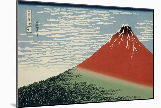 36 Views of Mount Fuji, no. 2: Mount Fuji in Clear Weather (Red Fuji)-Katsushika Hokusai-Mounted Giclee Print