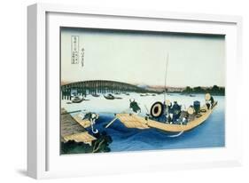 36 Views of Mount Fuji, no. 22: Sunset over the Ryogoku Bridge from the Sumida River at Onmayagashi-Katsushika Hokusai-Framed Giclee Print