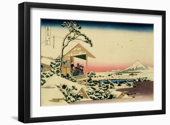 36 Views of Mount Fuji, no. 24: Tea House at Koishikawa (The Morning after a Snowfall)-Katsushika Hokusai-Framed Giclee Print