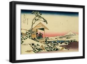 36 Views of Mount Fuji, no. 24: Tea House at Koishikawa (The Morning after a Snowfall)-Katsushika Hokusai-Framed Giclee Print