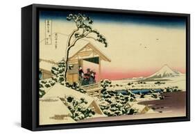 36 Views of Mount Fuji, no. 24: Tea House at Koishikawa (The Morning after a Snowfall)-Katsushika Hokusai-Framed Stretched Canvas