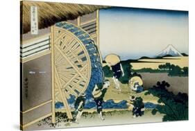 36 Views of Mount Fuji, no. 26: Watermill at Onden-Katsushika Hokusai-Stretched Canvas