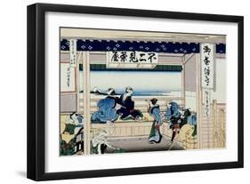 36 Views of Mount Fuji, no. 29: Yoshida at Tokaido-Katsushika Hokusai-Framed Giclee Print