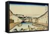 36 Views of Mount Fuji, no. 31: Nihonbashi Bridge in Edo-Katsushika Hokusai-Framed Stretched Canvas