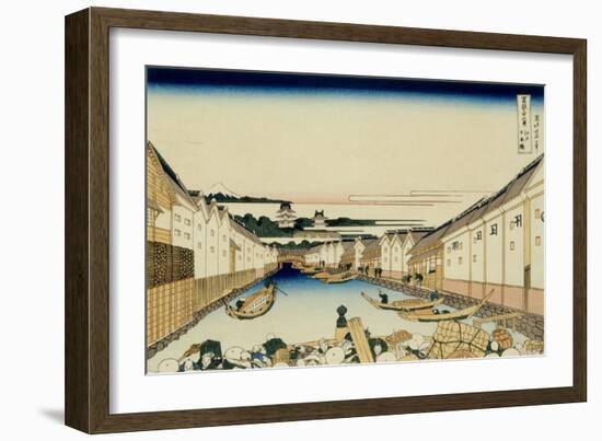 36 Views of Mount Fuji, no. 31: Nihonbashi Bridge in Edo-Katsushika Hokusai-Framed Giclee Print