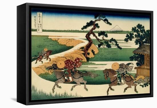 36 Views of Mount Fuji, no. 32: Village of Sekiya at Sumida River-Katsushika Hokusai-Framed Stretched Canvas