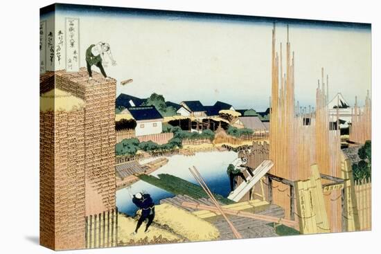 36 Views of Mount Fuji, no. 37: The Timberyard at Honjo-Katsushika Hokusai-Stretched Canvas